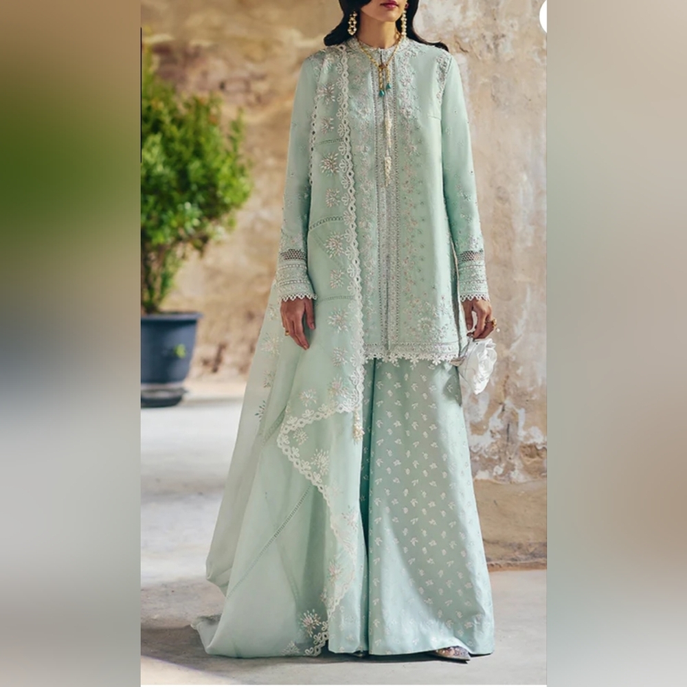 NWT‎ Suffuse By Sana Yasir Silk Pret Mint Green GALE 3 Piece Outfit Size Large